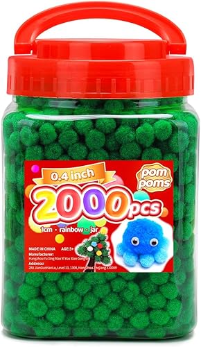 Vista 13 de Iooleem Pompones rosados – Tamaño surtido, 1200 piezas con ojos móviles, opciones de purpurina, perfectos para artes y manualidades