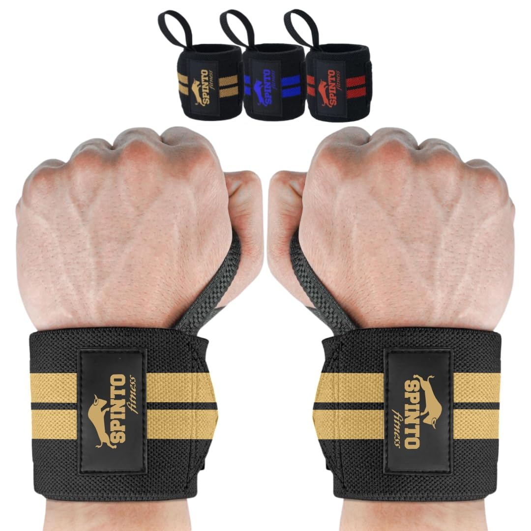 18" Wrist Wraps for Weightlifting USPA-Approved Wrist Support with Thumb Loop Heavy Duty Wrist Braces for Powerlifting, Gym, Cross Training & Strength Training for Men & Women (Gold)
