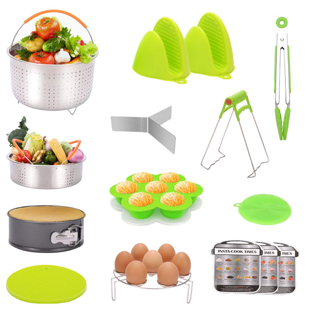 Audoyon 15 Pcs Instant Pot Accessories Set, Compatible with IP 6,8 Qt, Pressure Cooker Accessories with 2 Steamer Basket & Springform Pan and More, Best Gift For Kitchen