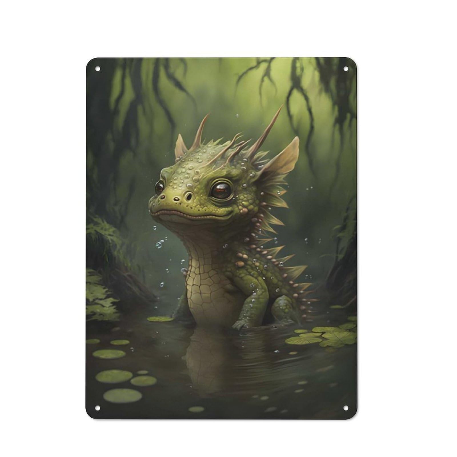 Junmoney Rise Of The Swamp Dragon Vintage Metal Plaque 40X30cm For Café Or Home Bar, For Vintage Wall Decor Fans, For Home Office And Studio Walls