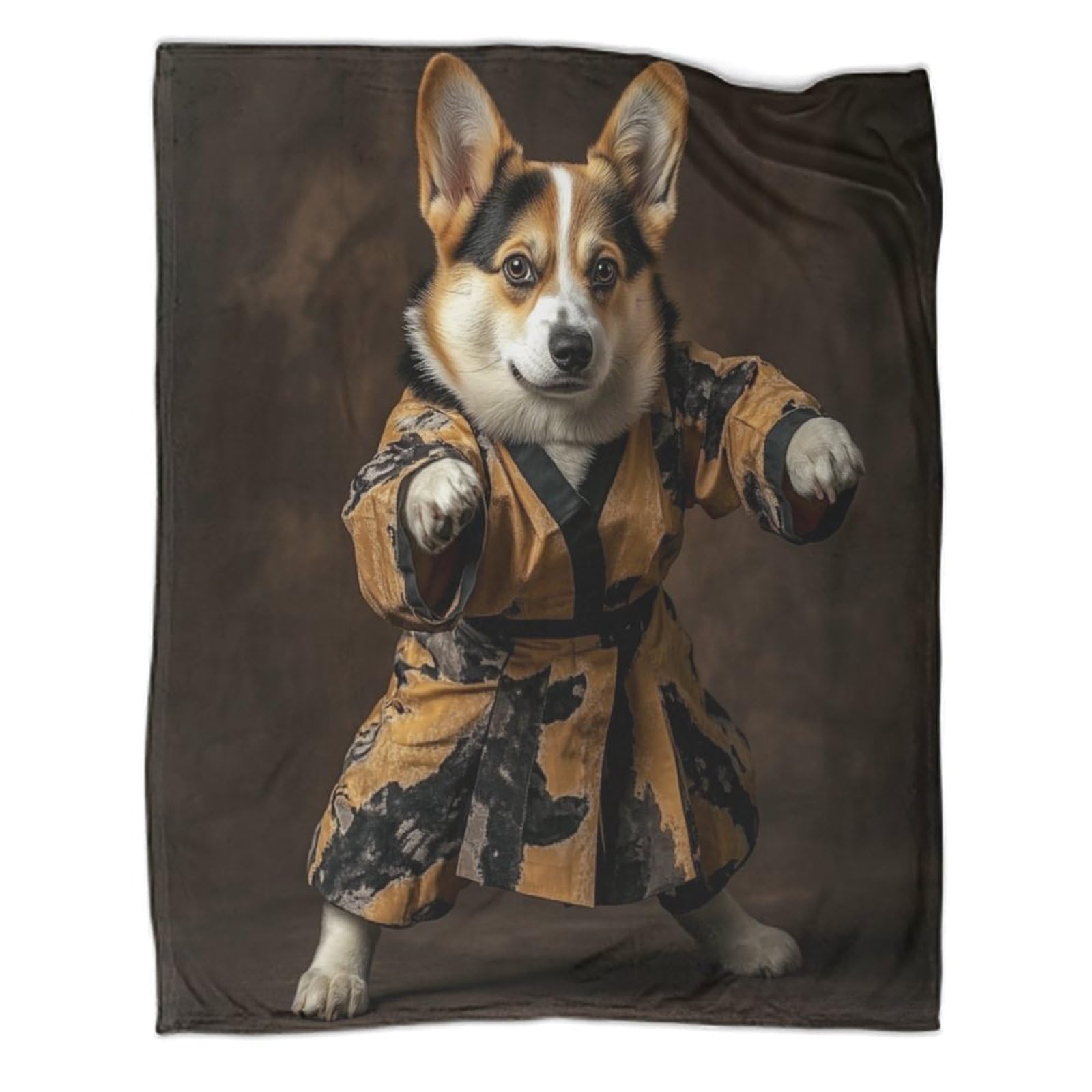 Plaid 3D chien kung fu flanelle couverture légère contre le froid voyage et sieste bureau