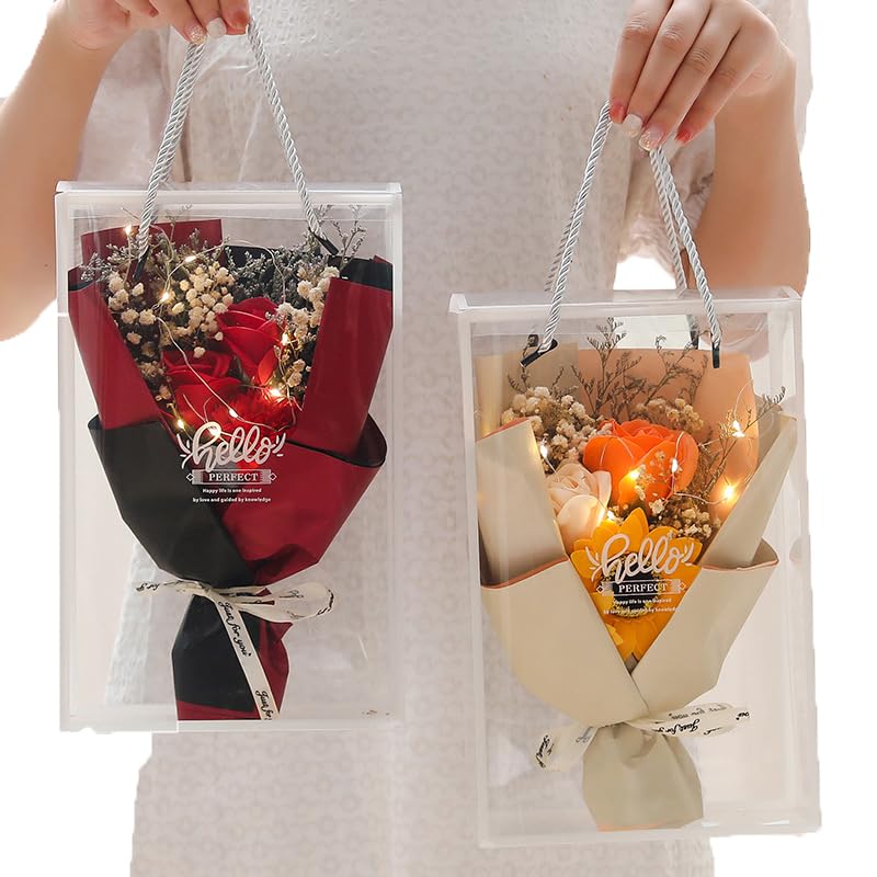 Set de ramo de flores de jabón con bolsa transparente y flores secas miniatura 1