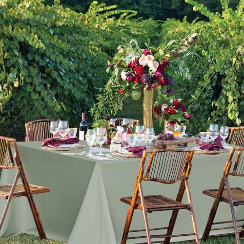 Image of sancua Rectangle Tablecloths for 8 Foot Tables, 6 Pack - Washable Polyester Fabric Table Cloth for Wedding Party, Birthday, Banquet Reception, 60x120 Inch, Sage Green
