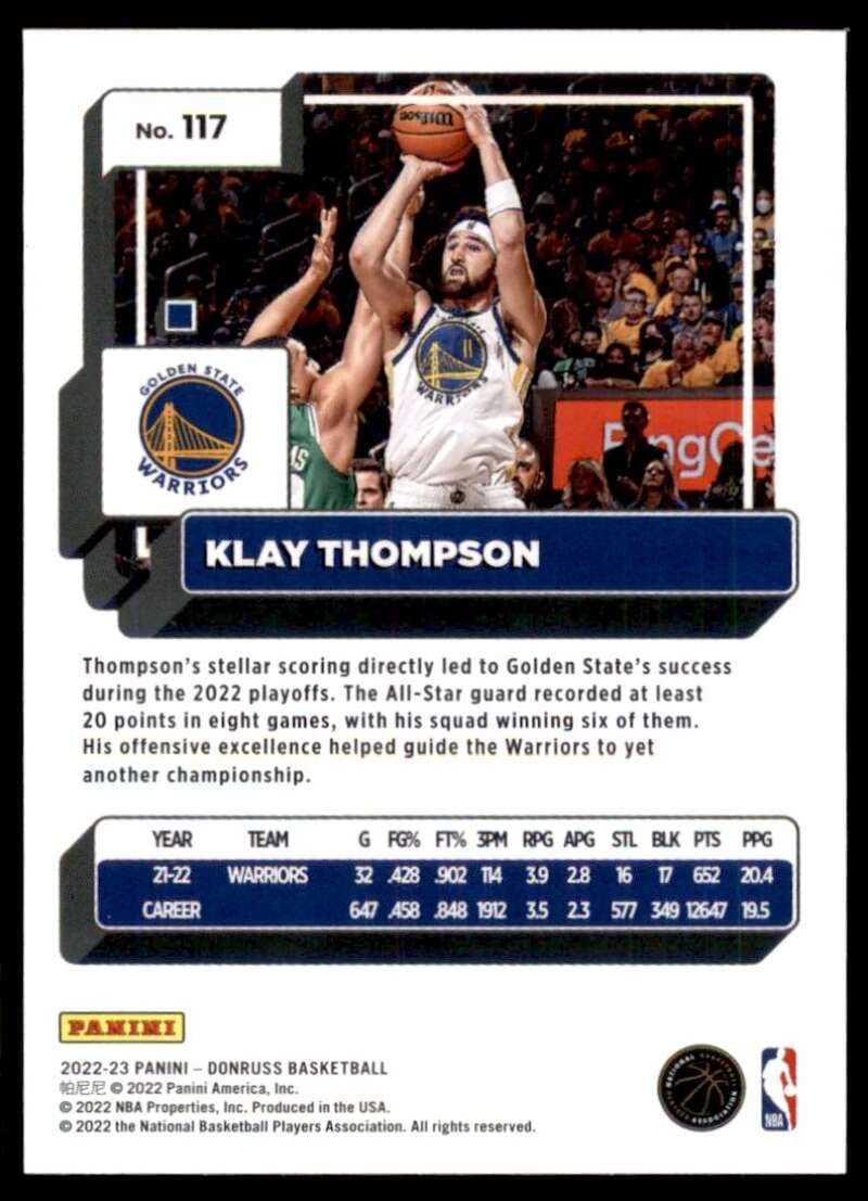Amazon.com: KLAY THOMPSON 2022-23 Donruss #117 NM+-MT+ NBA