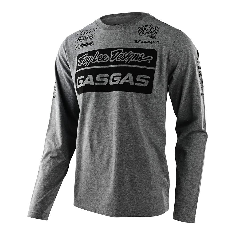 Troy Lee Designs Motorcycle Motocross Racing T Shirts, TLD GASGAS Team Long Sleeve TEE (Heather Gray, Large)