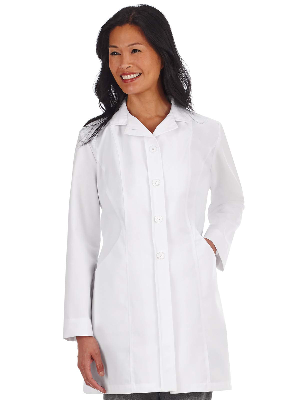 MetaLabwear Women's 875 Pro High Collar Tri-Blend Stretch Lab Coat -White -8
