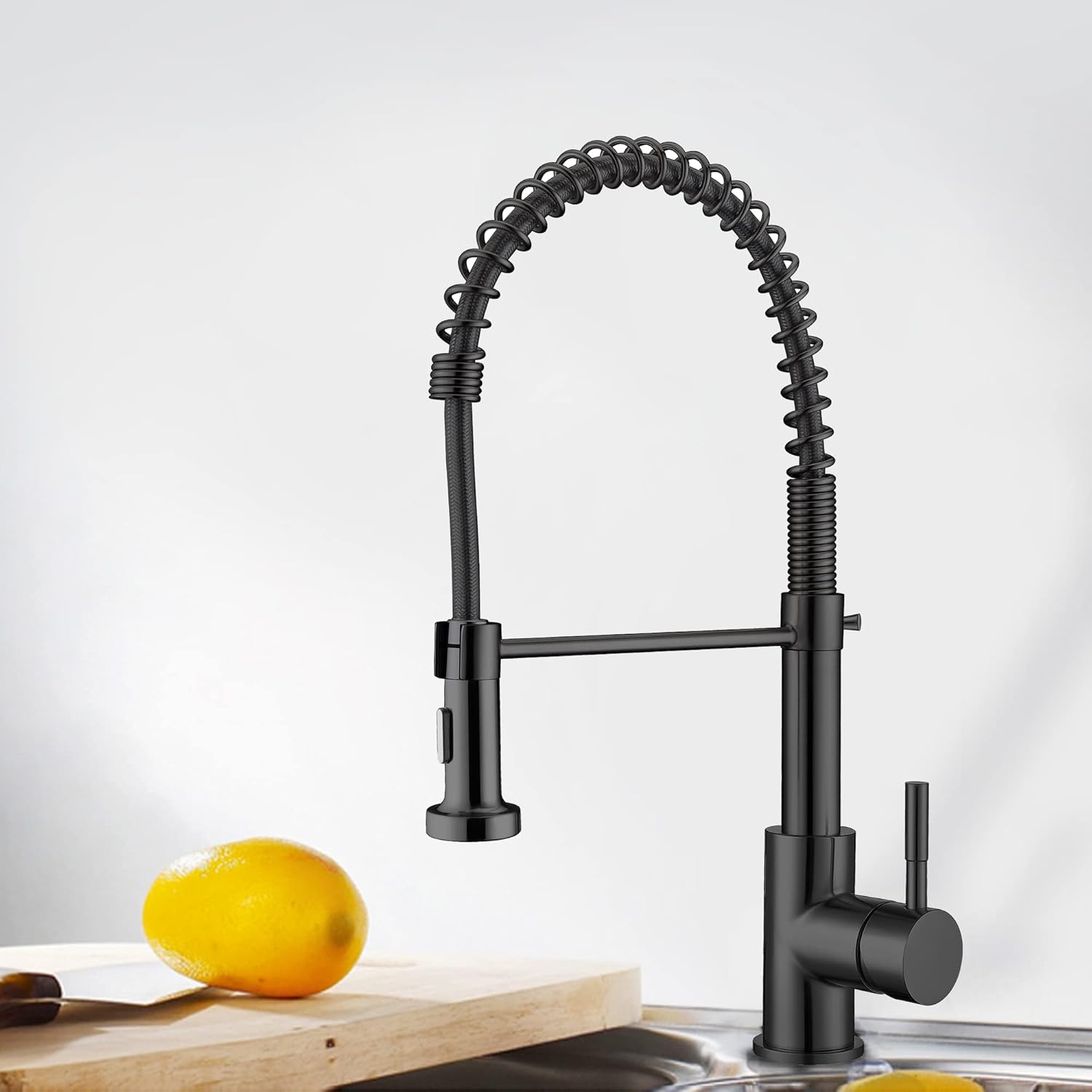 Lowest Price AJOYEUX Pull Down Kitchen Sink Faucet Single Handle (Black)