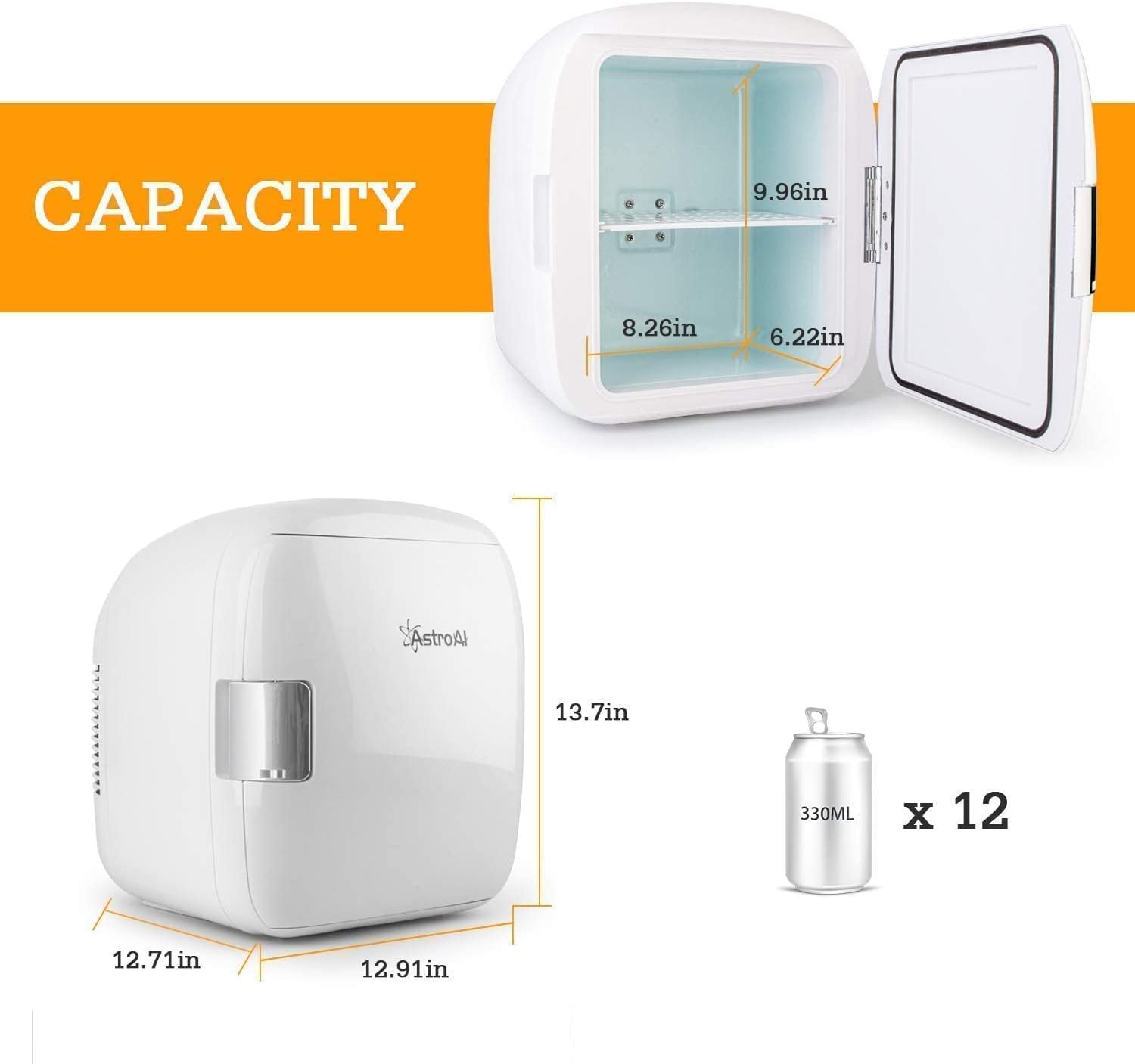 AstroAI Mini Fridge 9 Liter/12 Can Cooler and Warmer, with Extension Cord for Skincare, Foods, Medications, Home and Travel-Bundle : Automotive