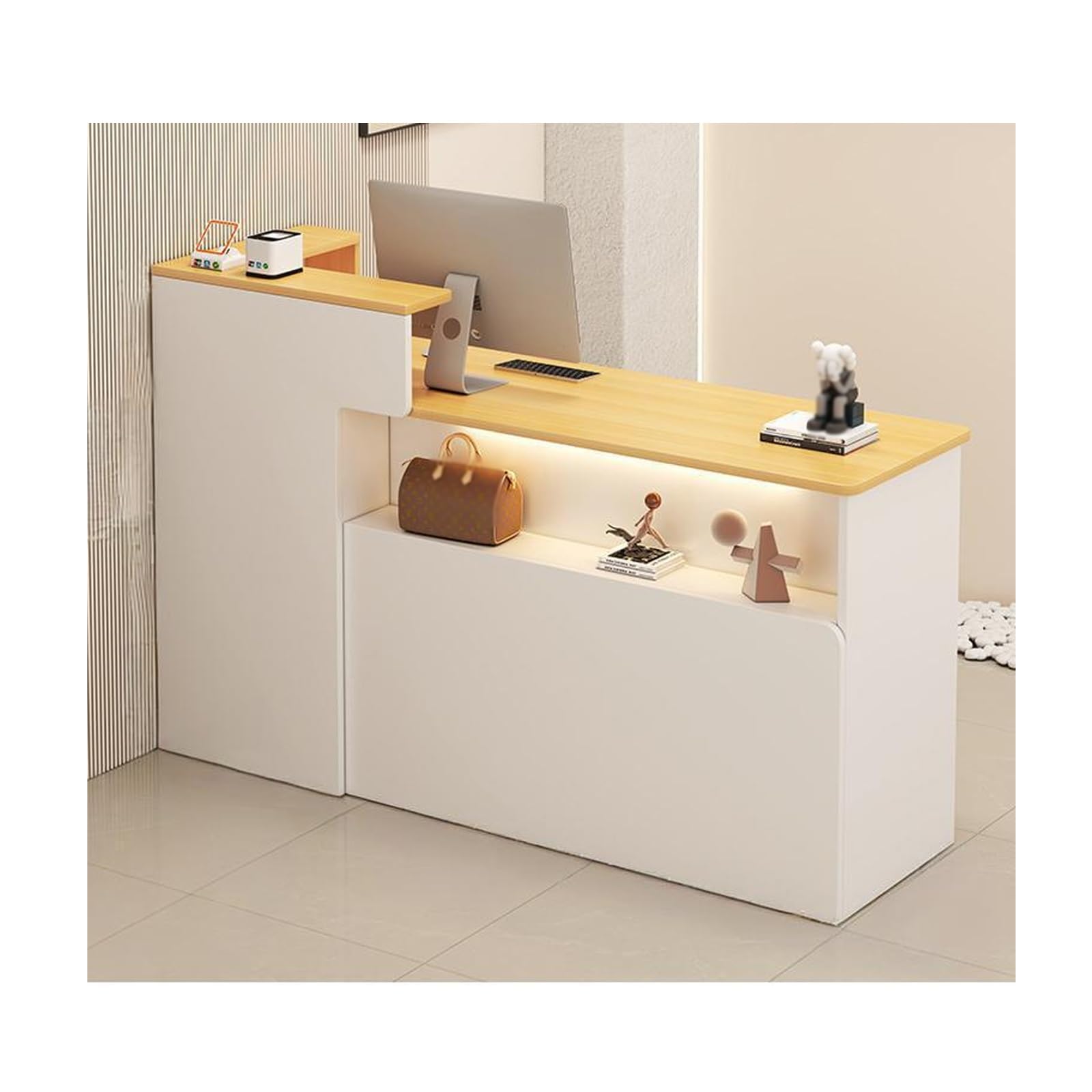 Generisch Moderner Empfangstresen, stilvoller Computertisch für kleine Büros und Salons mit modernem Design (B, RECHTS_L100CM/39.4IN)