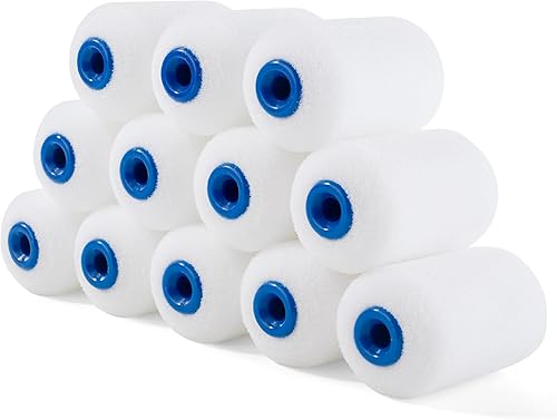 Bates Choice Cubiertas para rodillos de pintura de espuma, 2 pulgadas, paquete de 12, mini cubiertas de rodillos de pintura de alta densidad