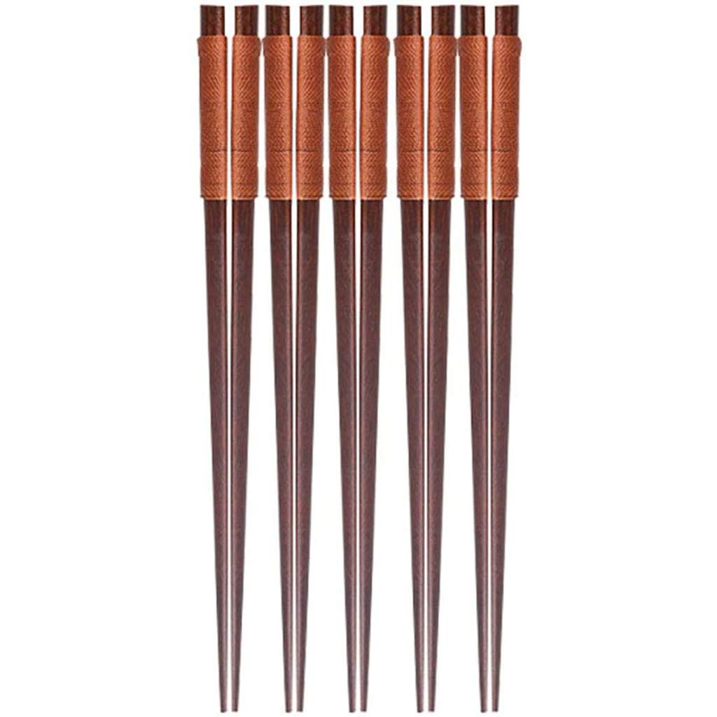 Coffret Cadeau de 5 Paires de Baguettes réutilisables en Bois, Baguettes à Sushi japonaises, Baguettes Chinoises de Luxe en Bois Naturel, Baguettes antidérapantes, Baguettes lavabl(E)
