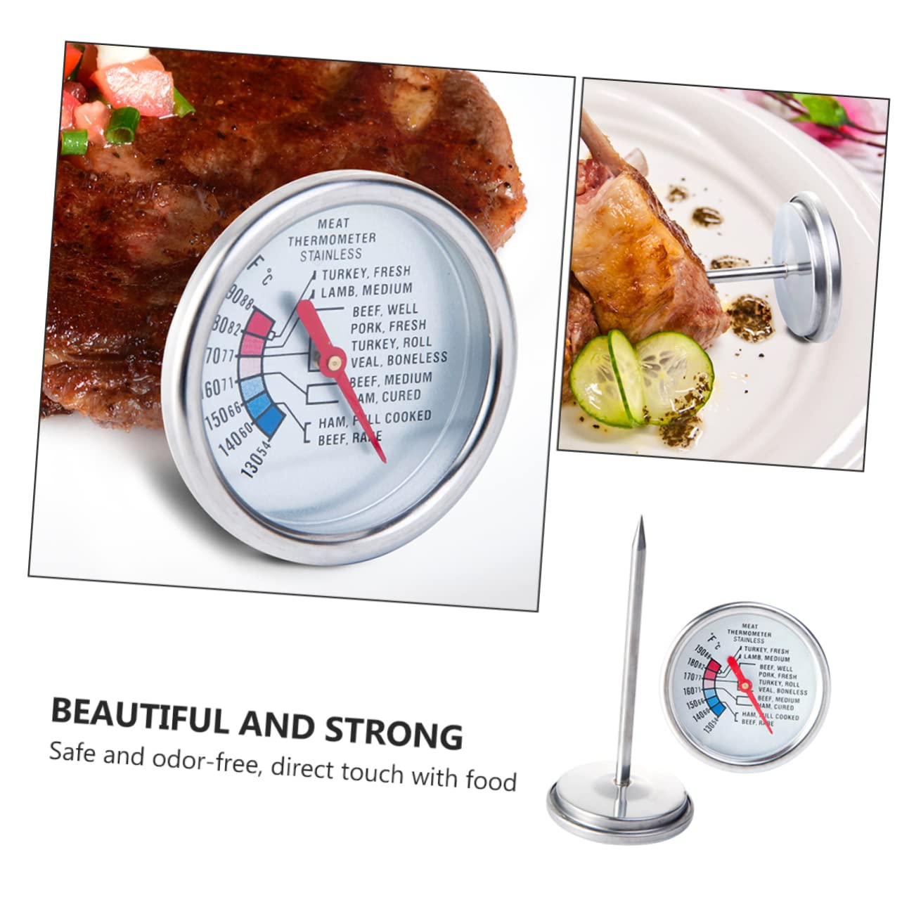 PRETYZOOM 4pezzi Termometro Per Con Sonda Accurata Inossidabile Per Bbq Cucina e Cottura Di Manzo Facile Da Usare e Leggere Per Amanti Della e Competizioni Culinari