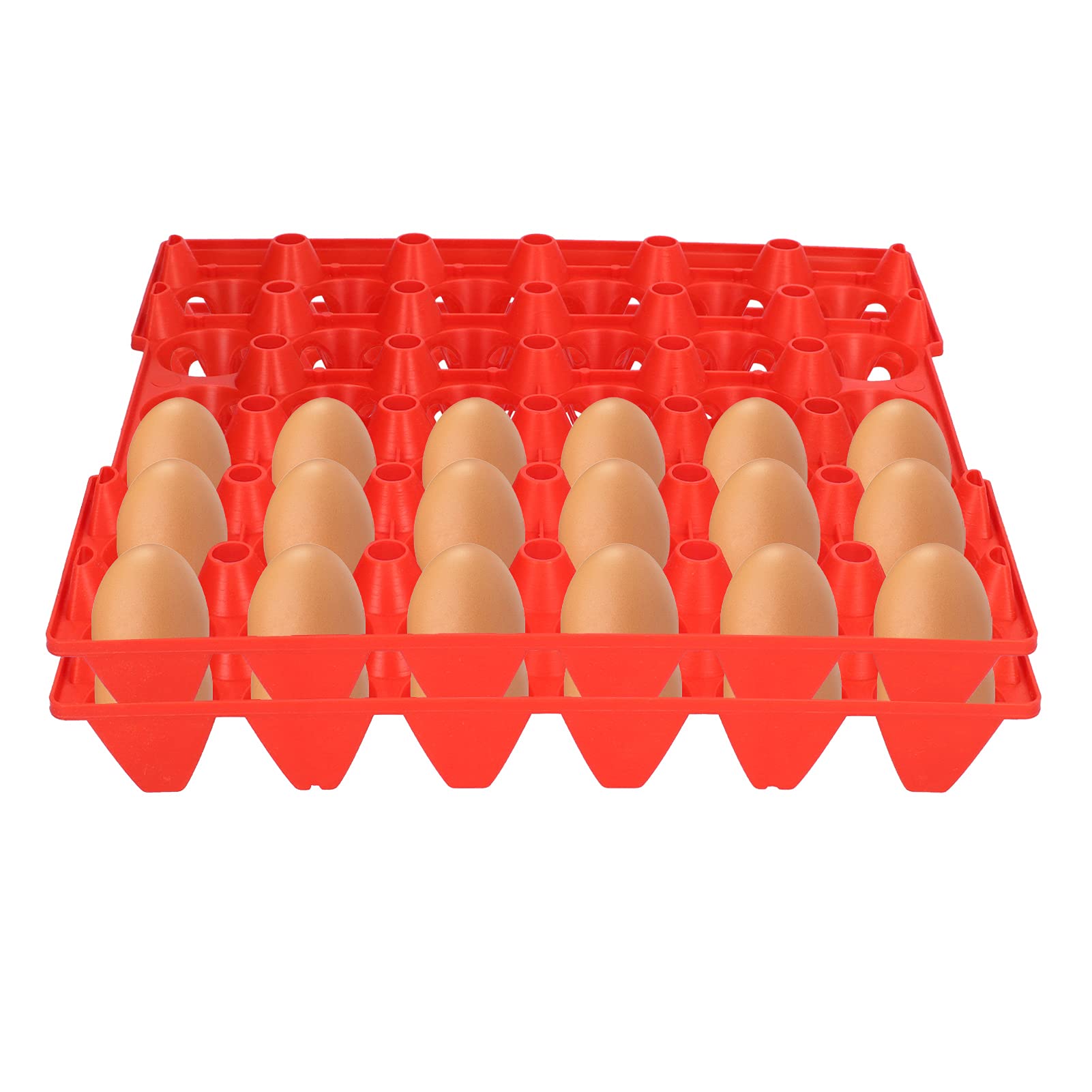 5PCS Universal Chicken Egg Trays EggCrates 30 Egg Flats Stackable EggCartons Storage Holder Tray for Storing Home Farm Supplies (Red)