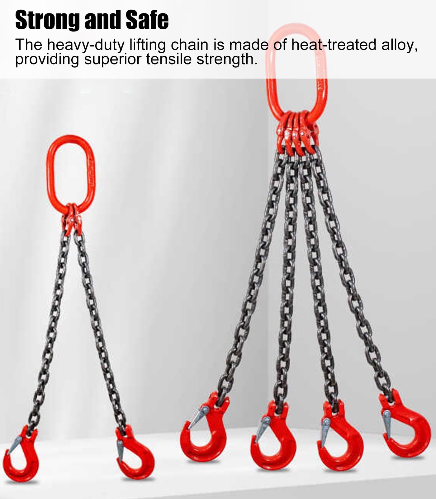 Catena a 4 gambe regolabile da 0,9 m con gancio a benna – versatile imbracatura di sollevamento a 4 vie per paranco motore, capacità di carico di 530 cm, ideale per sollevamento pesante