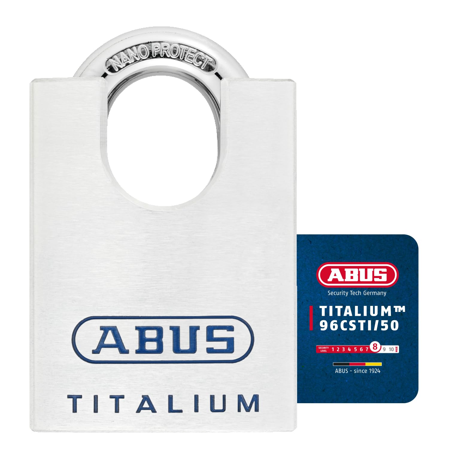Cadenas ABUS Titalium 96CSTI/50 - Aluminium Léger - Niveau Sécurité 8 - Clé Réversible - Protection Anti-étrier - Argenté - 2 Clés