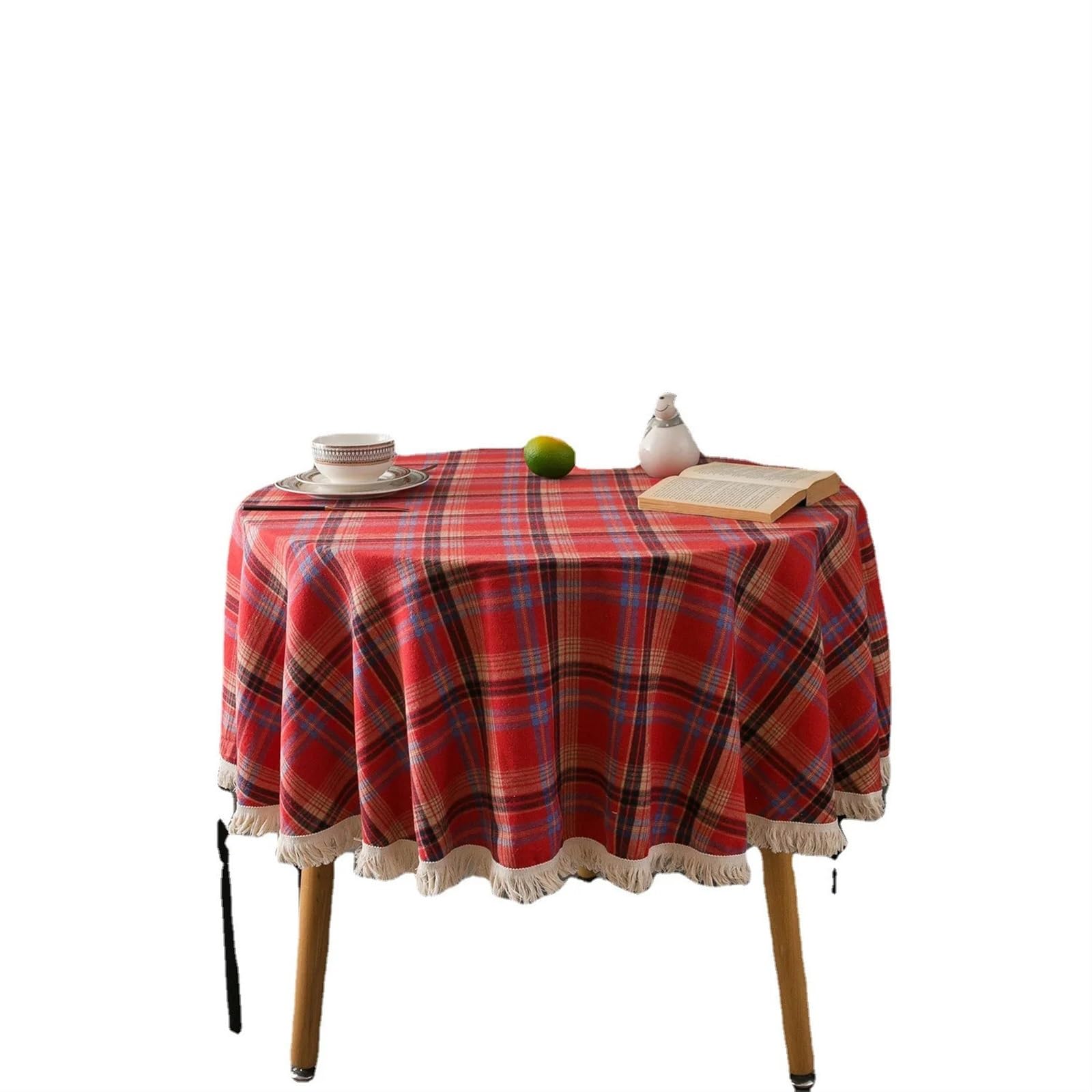 XIUsheUA tablecloth Party Plaid Tablecloth,Braided Round Table Linen for banquet festival(03,120x120cm)