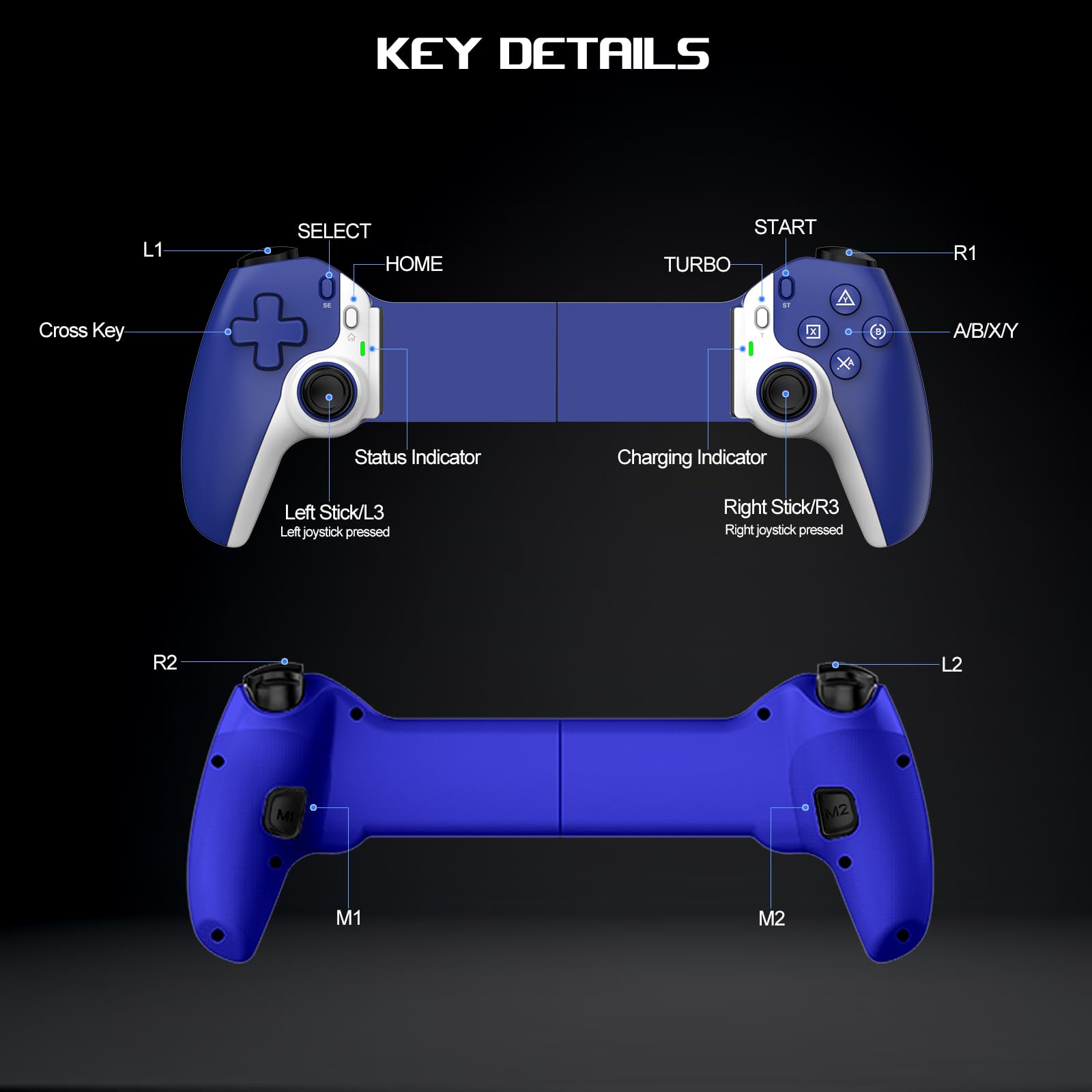 arVin Mobile Gaming Controller für iPhone/Android/Tablet/Switch/PS4/PC,Ersatz für PS Portal,Kabelloses Gamepad mit Hall-Effekt Joysticks/Hall Trigger/Turbo