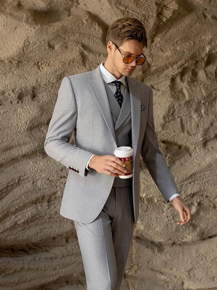 Uomo Abito 3 Pezzi Formale Matrimonio Affari Sposo Prom Un Bottone Tuxedos Giacca Gilet Pantaloni