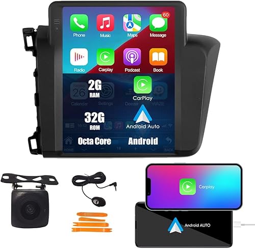 Miniatura 10 de WOSTARS Coche Android Navegación Estéreo GPS Radio Reverse Cámara Pantalla 9 "IPS Pantalla Táctil Headunit Tablet Pad Media Player para Honda Civic