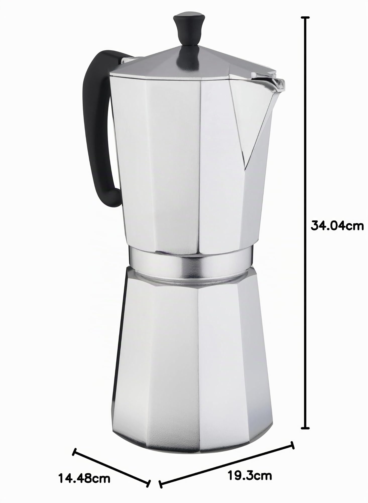 FOREVER Miss Moka Prestige | Caffettiera Moka in Alluminio (18 Tazze) | Macchina da Caffè Espresso per Casa e Campeggio | Caffettiera Portatile con Guarnizione in Silicone