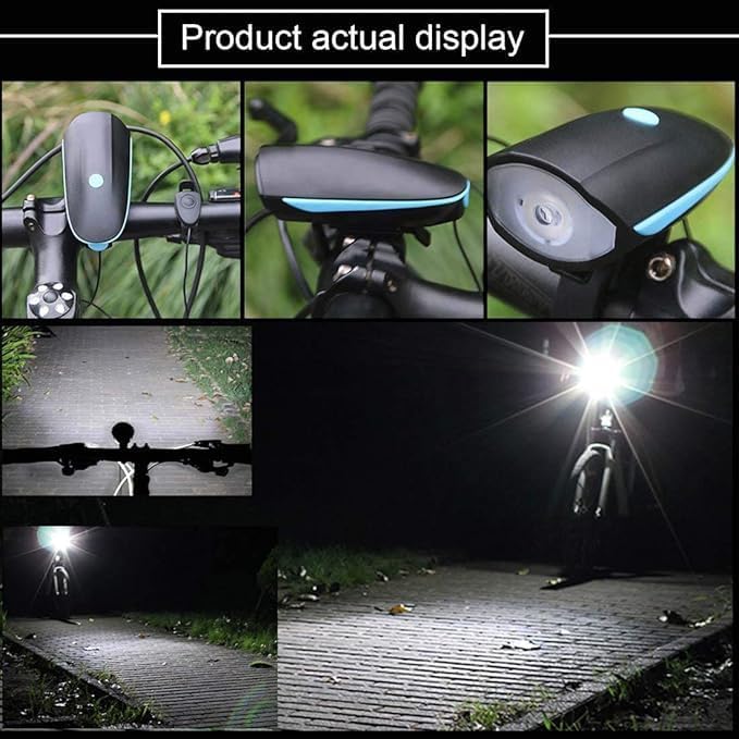 Image of PRO365 USB Rechargeable Bicycle Light Set with Horn | Front & Rear LED Cycle Lights with Valve Light | Waterproof Multicolor Bike Safety Lights