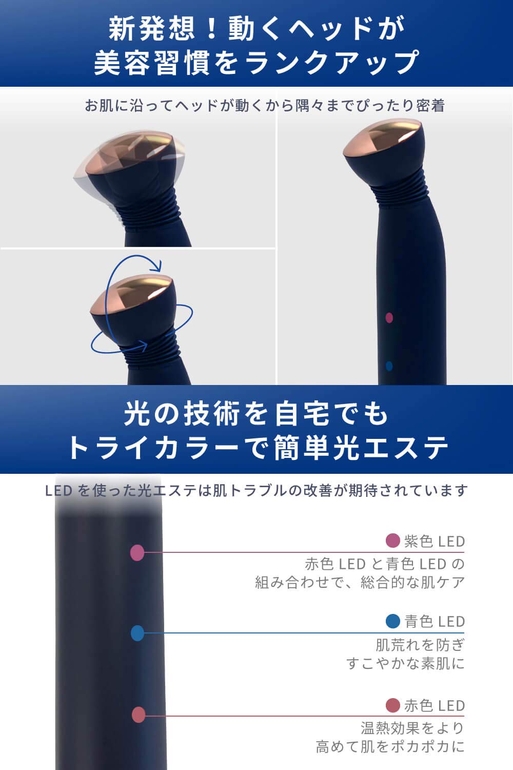 Amazon.co.jp: Areti アレティ 美顔器 3色LED 温熱 微振動 目元 多機能