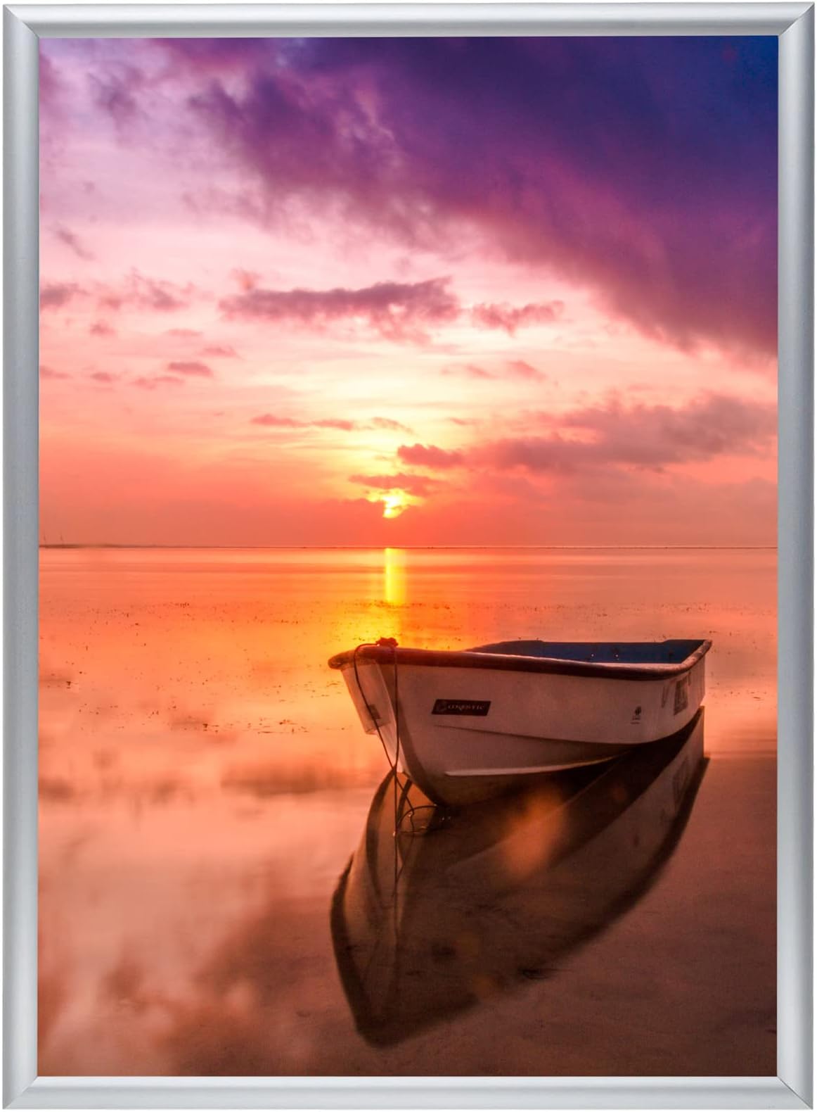 AlbycoPicture Frame A4 Easy-Click System - Photo Frame, Poster Frame, Frame A4 Format - 21 x 29.7 cm - Thickness of Frame 19 mm - Colour: Aluminium - Metal