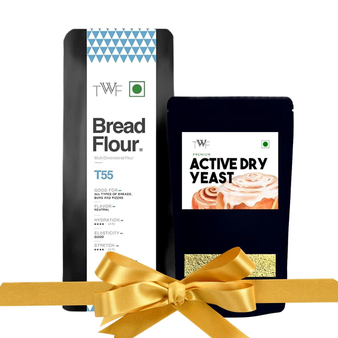 TWF Combo- TWF Bread Flour T55 - Premium Unbleached All Purpose Flour for Breads, Buns & Pizzas (1 kg) with TWF Active Dry Yeast (100 g)