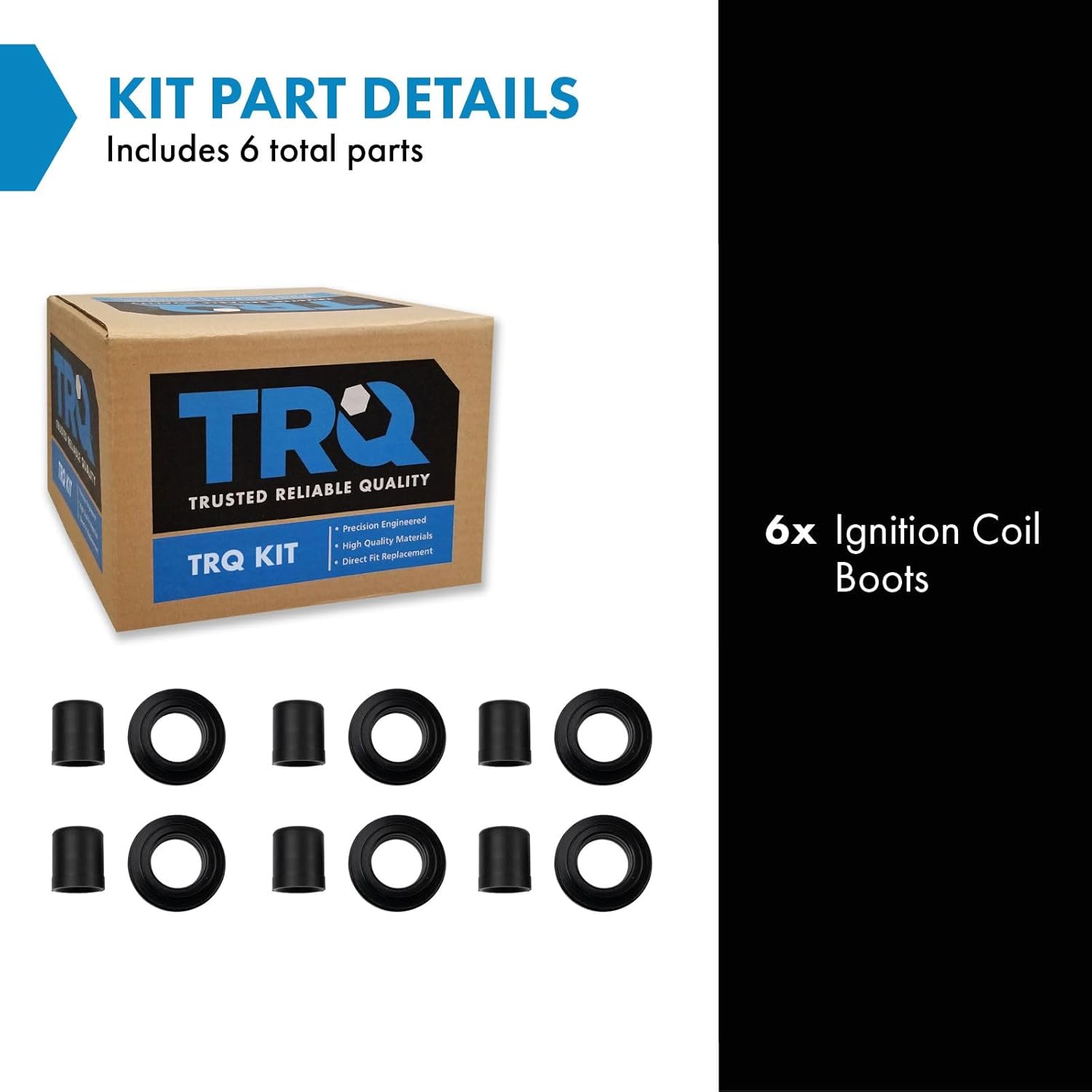 TRQ Ignition Coil Boot Set of 6 for Acura Honda 3.5L 3.7L V6 New, Direct Fit, OE Replacement Coil Boot Kit, Compatible with Multiple Honda and Acura Models