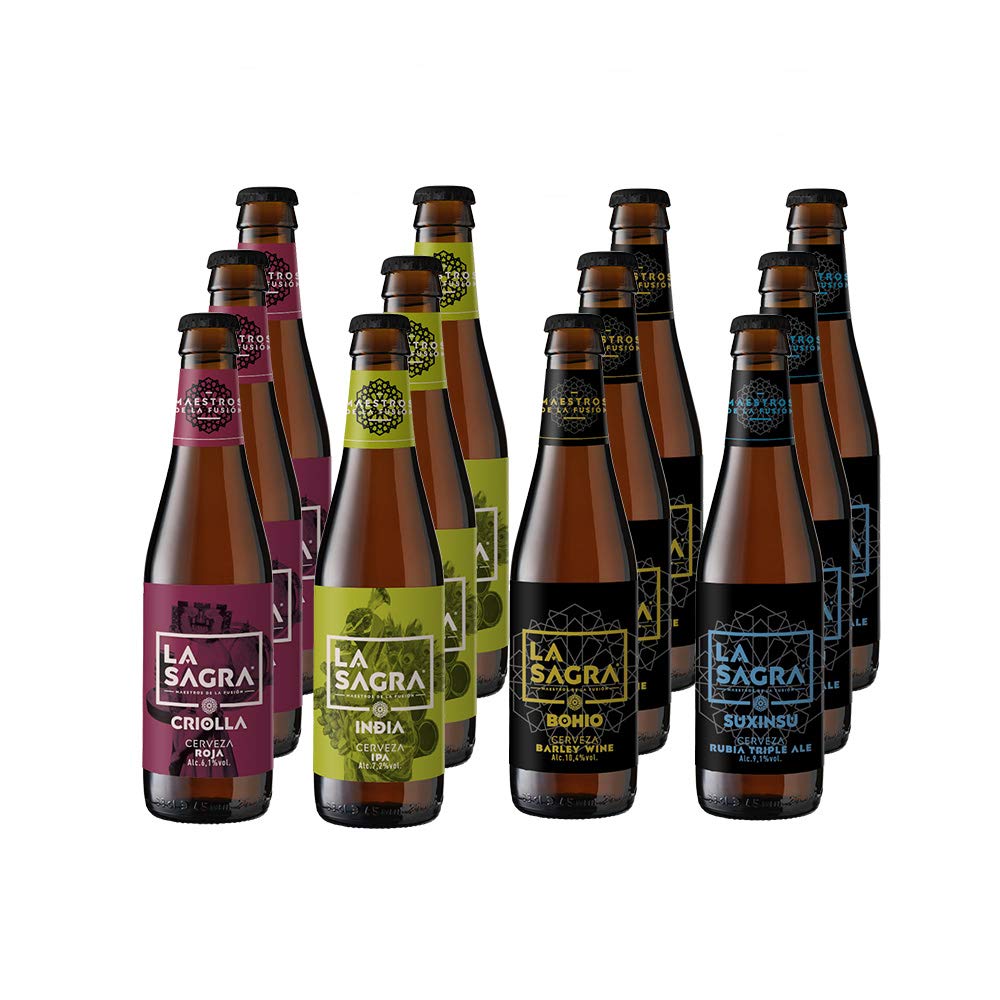 La Sagra pack degustación de cerveza artesana GOURMET. Caja con 12 botellas de 330 ml & Pack Cerveza Artesanal 6 Estilos, Botella, 12 x 330ml