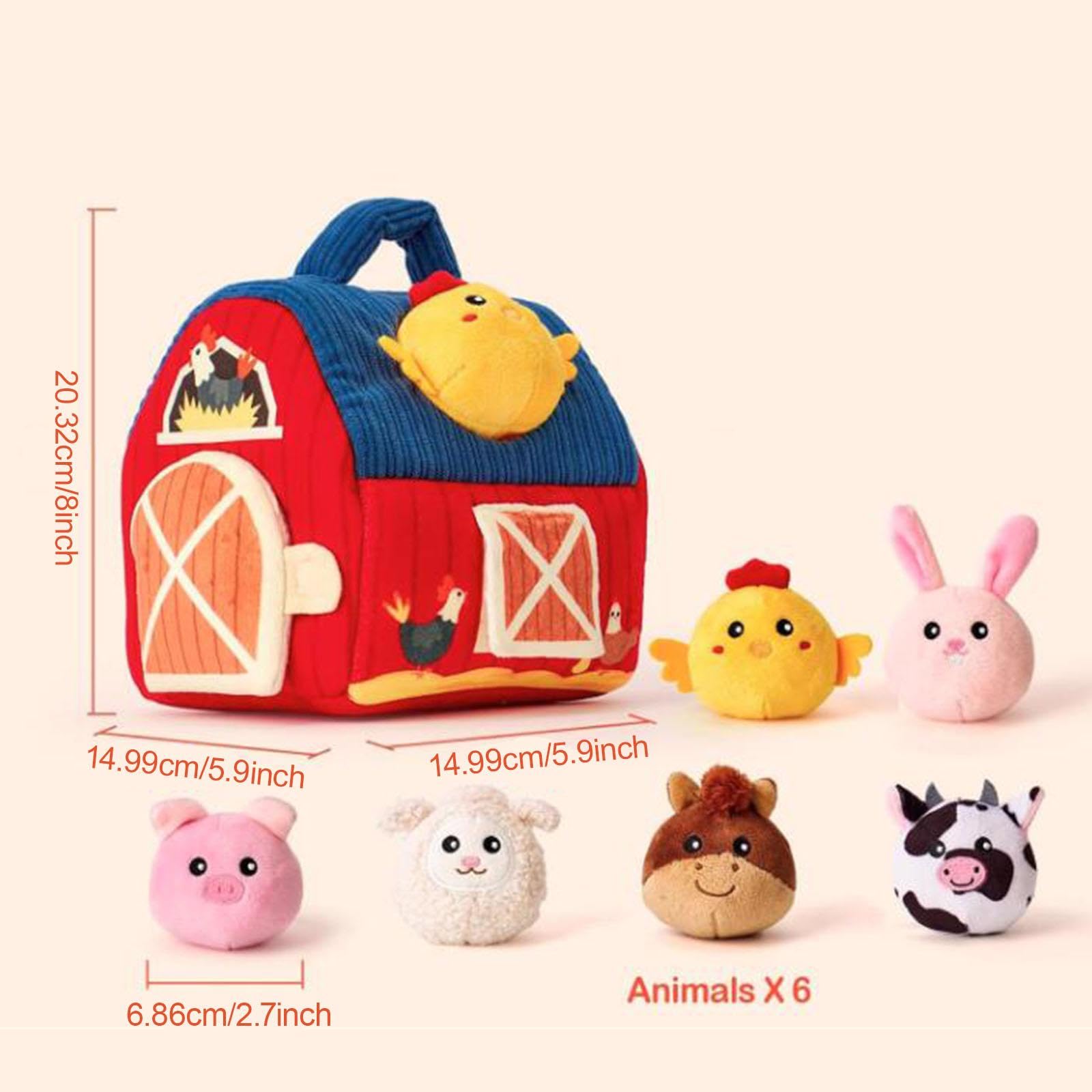 F Fityle Animales de Granja Juguetes para bebés para niños, Juguete de Granero, Juguetes de Aprendizaje Educativo Animales Rellenos para 0-6 6