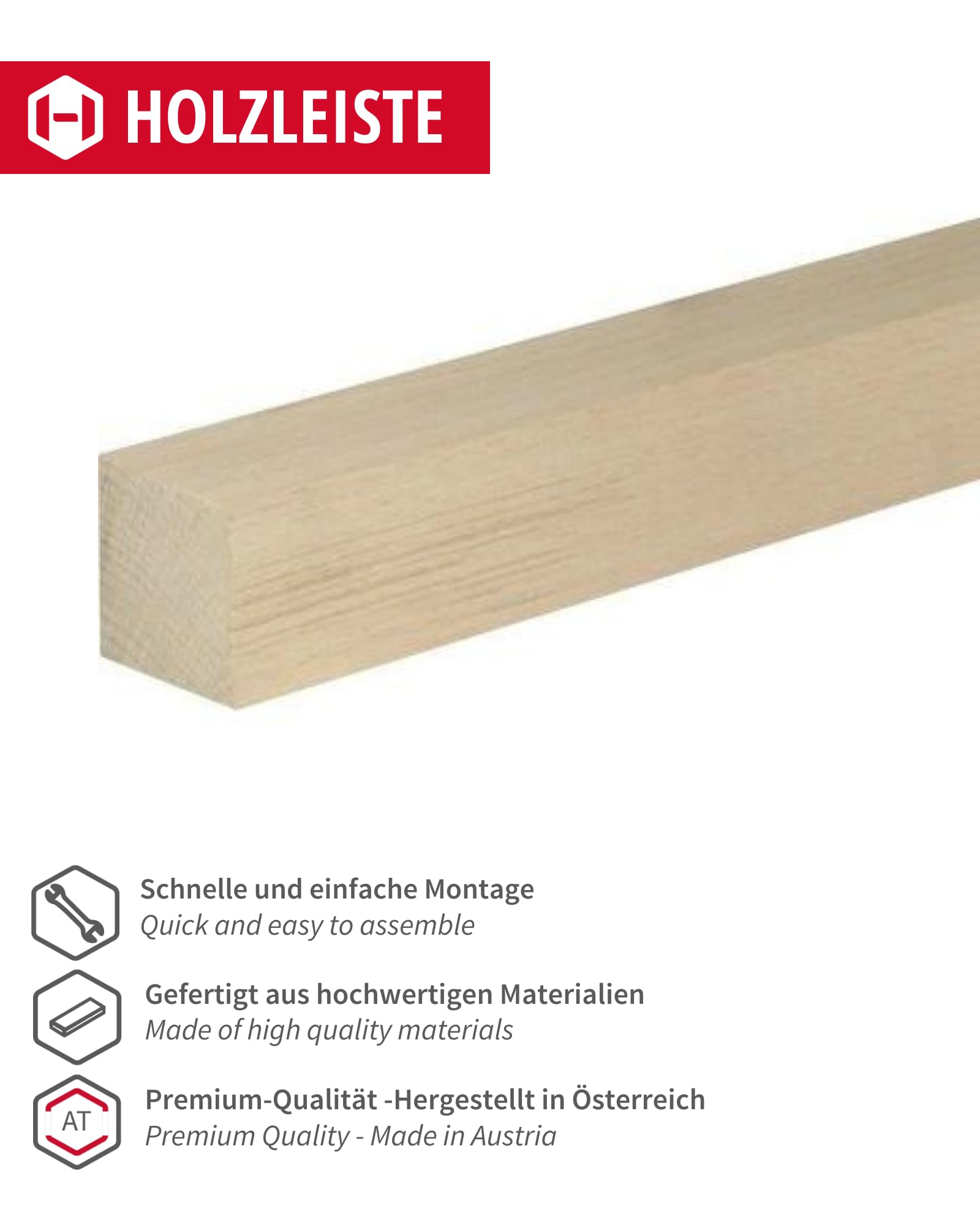 Gedotec Listwy drewniane do majsterkowania i budowania z drewna bukowego, 95 cm, 10 sztuk 30 x 30 x 950 mm, podstawowe, kantówki do majsterkowania i budowy mebli – listwy z drewna bukowego