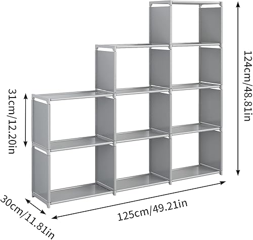 Miniatura 3 de JIUYOTREE Estantería Portátil, Organizador de Almacenamiento de Armario Estantería de 9 Cubos, Almacenamiento de Ropa para Sala de Estar, Sala de