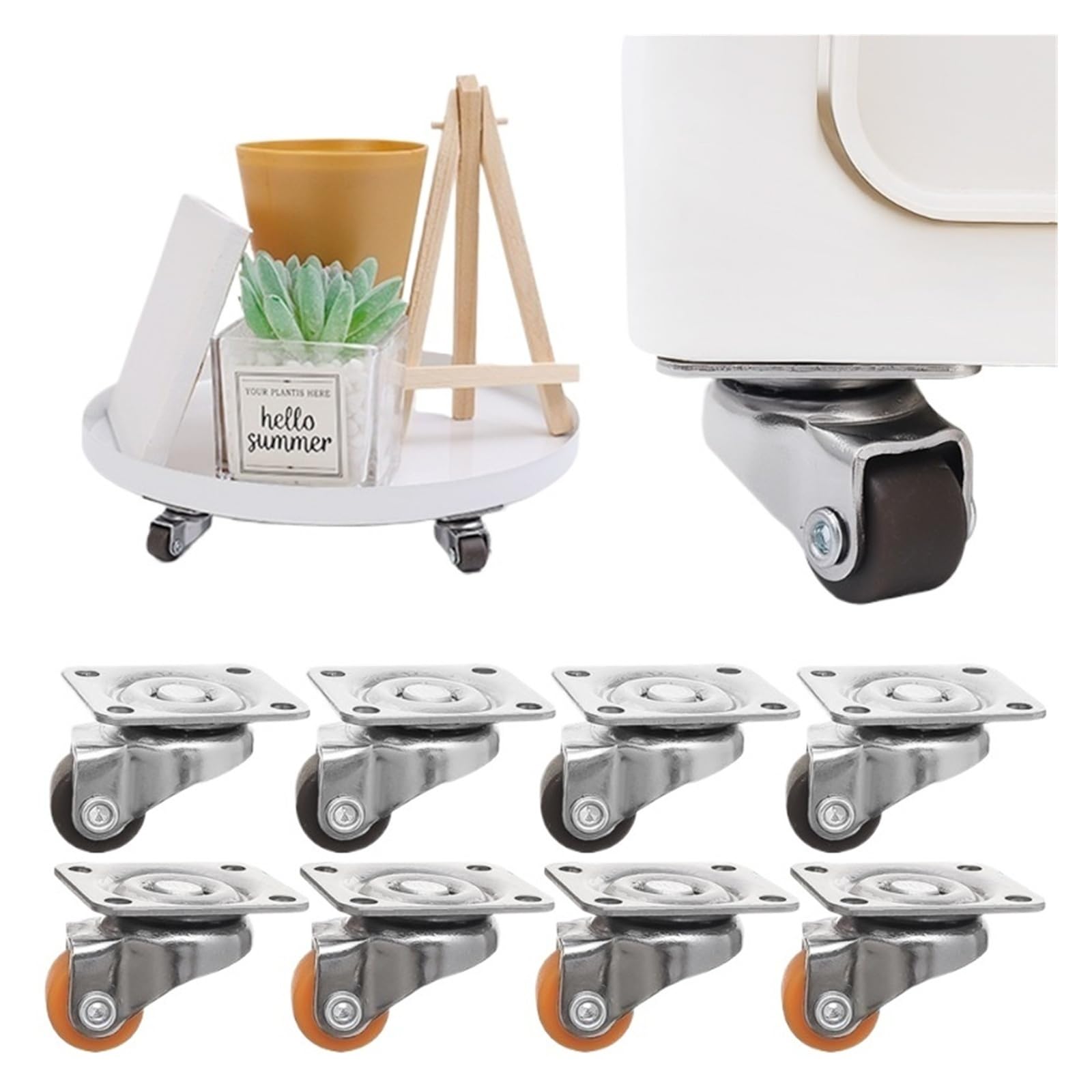 Universelle Möbelrolle mit weichen Gummirollen | 360° drehbare Riemenscheibe for Müllaufbewahrungsboxen, robust, drehbar(Brown,24PCS)