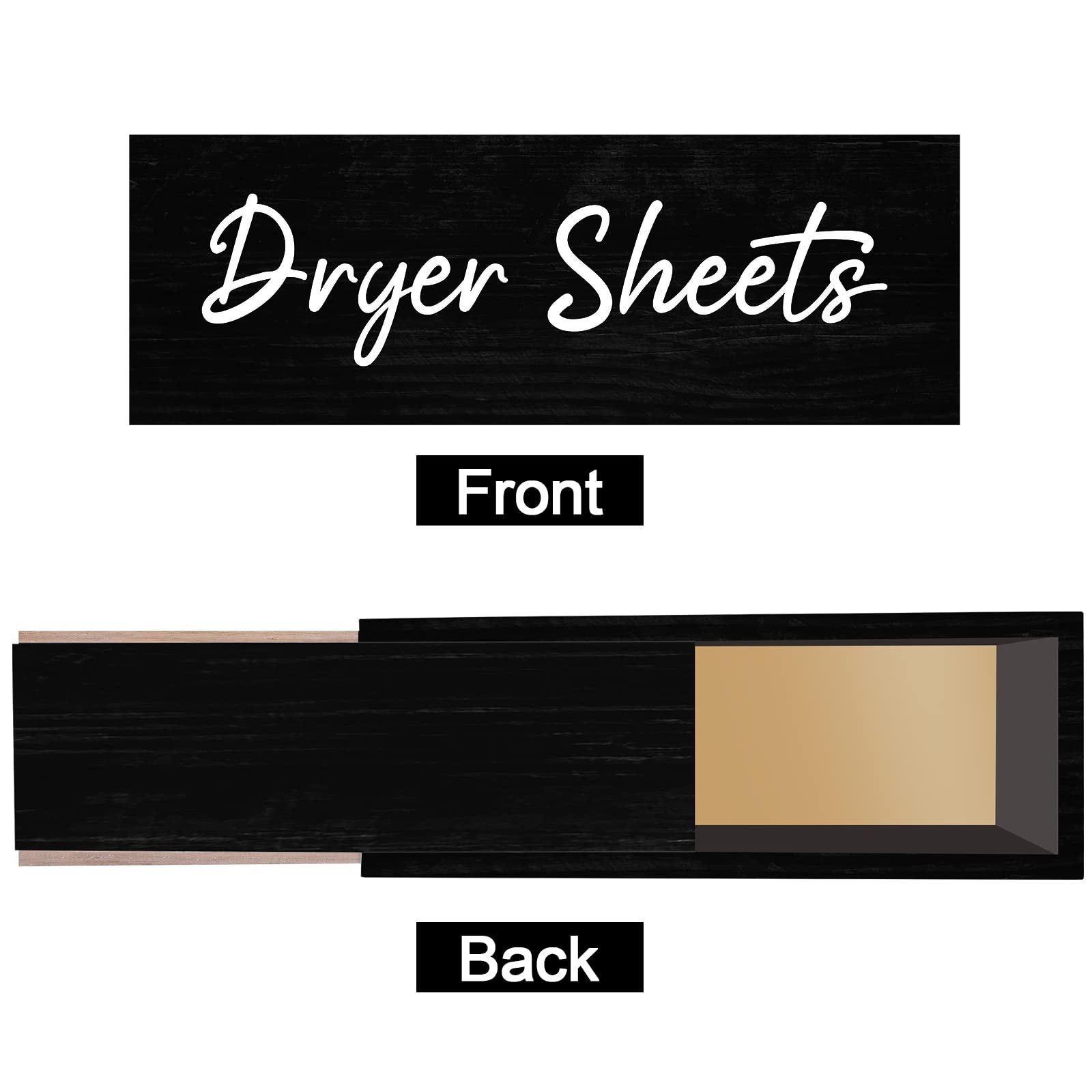 Blulu Dryer Sheet Holder for Laundry Room Wooden Dryer Sheet Container Sheets Dispenser Box Wooden Container Modern for Organizing Fabric Laundry Pods, 7.87 x 4.72 x 2.75 Inches(Black)
