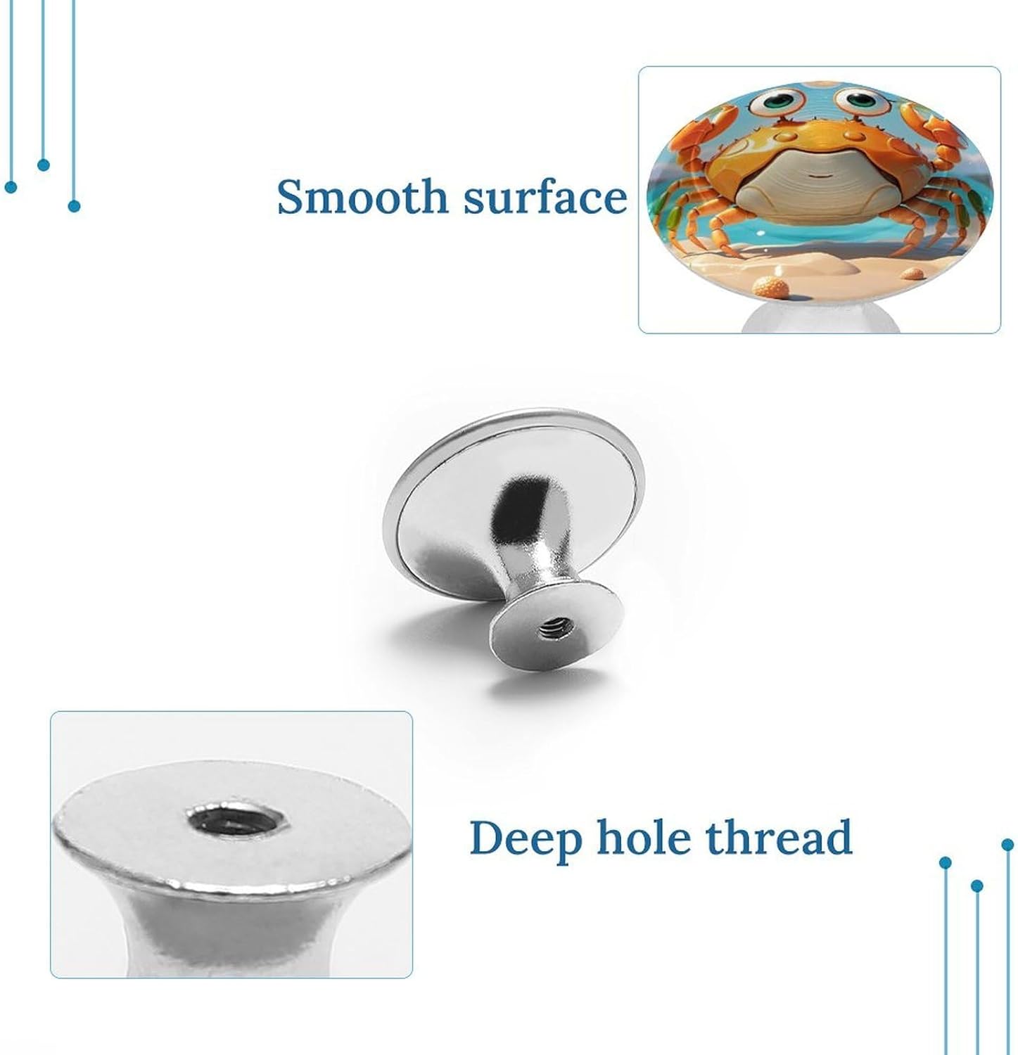 Cabinet Handles Round Drawer Pulls Summer Cartoon Crab Dresser Knobs for Cabinets and Drawers Handle Kitchen Cabinet Pulls for Bathroom Cupboard Drawers Cabinet Pulls for Kitchen Door