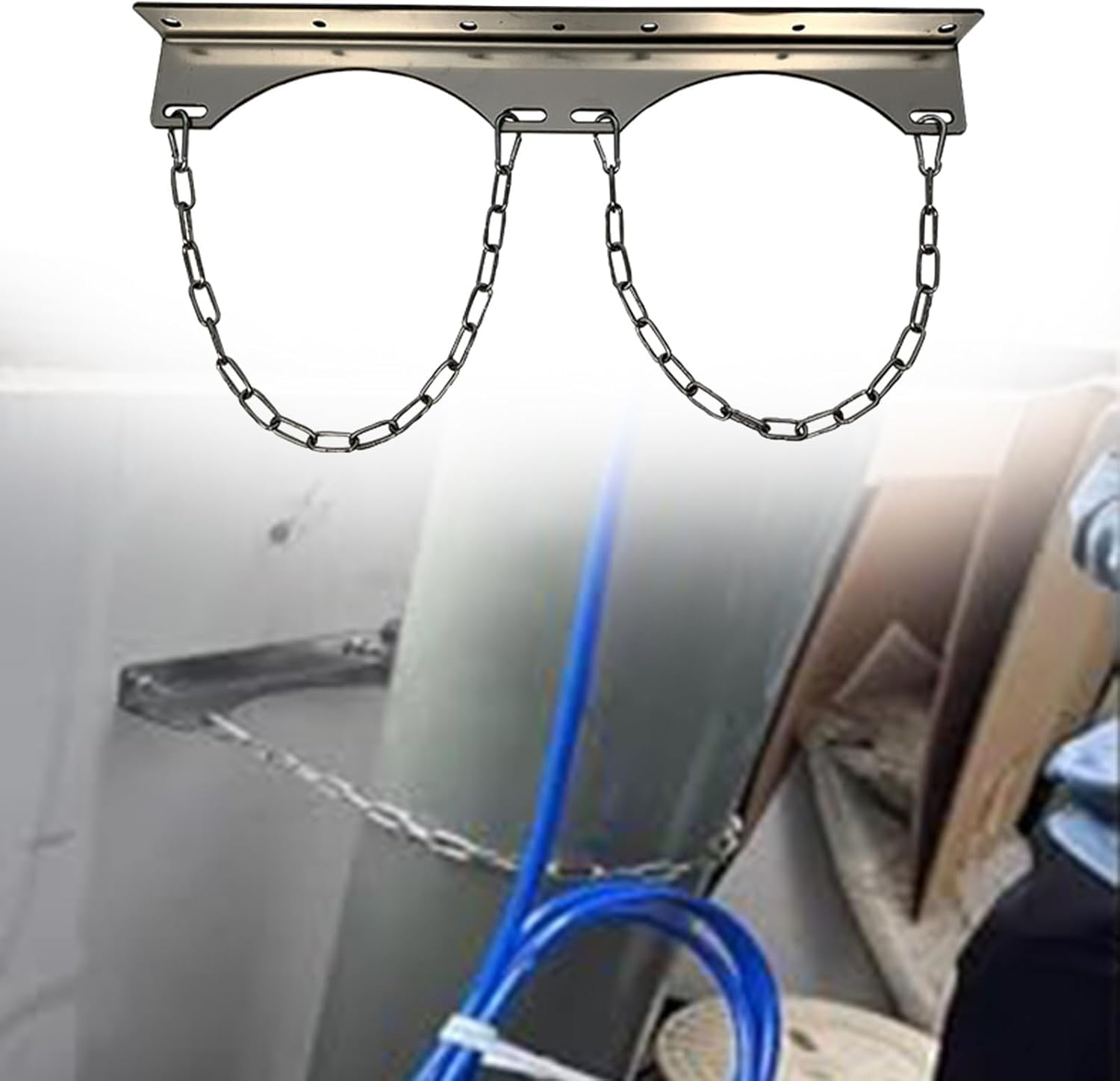 Soporte de cilindro de gas, soporte de pared de acero inoxidable para tanques de gas de propano, argón, oxígeno, soldadura, diseño estable y antivuelco con protección galvanizada