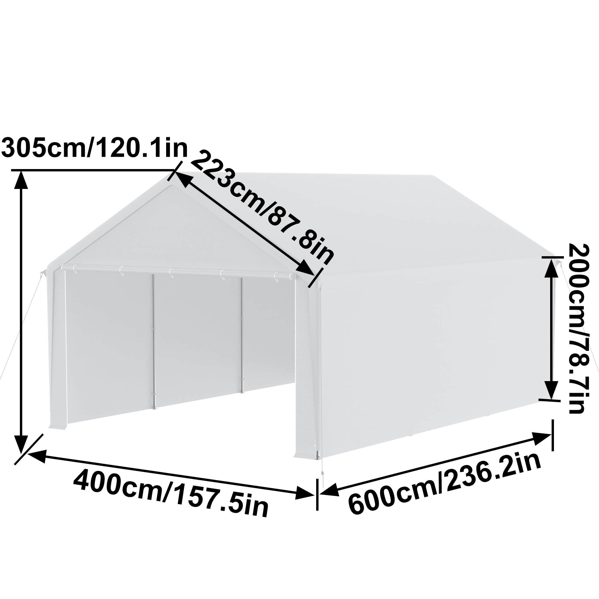 UISEBRT Garaje para tienda de campaña de 4 x 6 m – Carpa y tienda de campaña en un solo – refugio y tienda de pastoreo con lona de polietileno resistente, marco de acero, techo y suelo reforzado