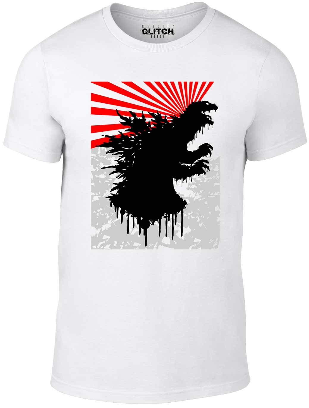Reality Glitch Men's White Japan Nuclear Monster Art T-Shirt