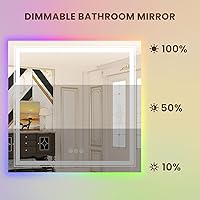 Vista 34 de WTTY LED Bathroom Mirror 32"x32" with Backlit and Front Light,Stepless Dimmable LED Mirror for Bathroom,Anti-Fog Lighted Bathroom Vanity Mirror