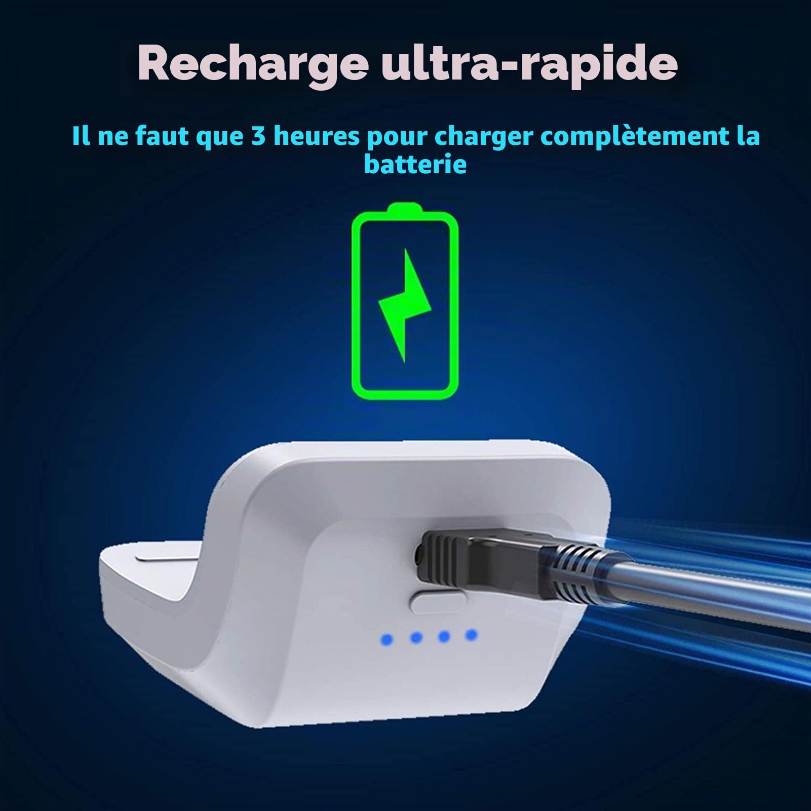 Batterie Rechargeable pour Manette, Batterie Externe à Charge Rapide 1500 MAh avec Indicateur LED et Câble de Chargeur USB C, Accessoires pour Manette