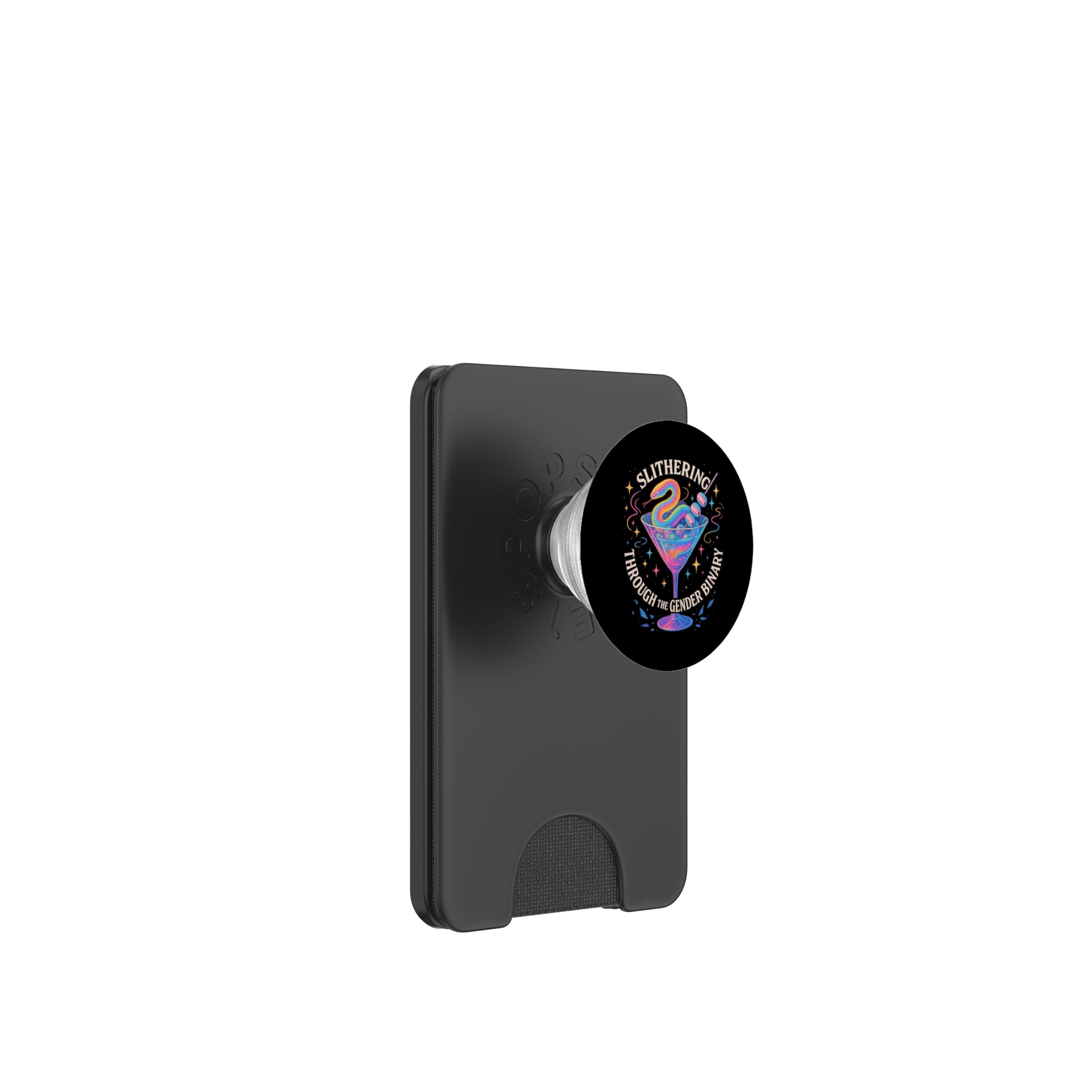 Deslizándose a través del diseño binario de serpiente LGBTQ de género PopSockets PopWallet para MagSafe