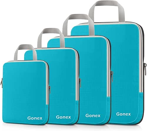 Gonex Compression Packing Cubes, 3pcs/4pcs Expandable Storage Travel Luggage Bags
