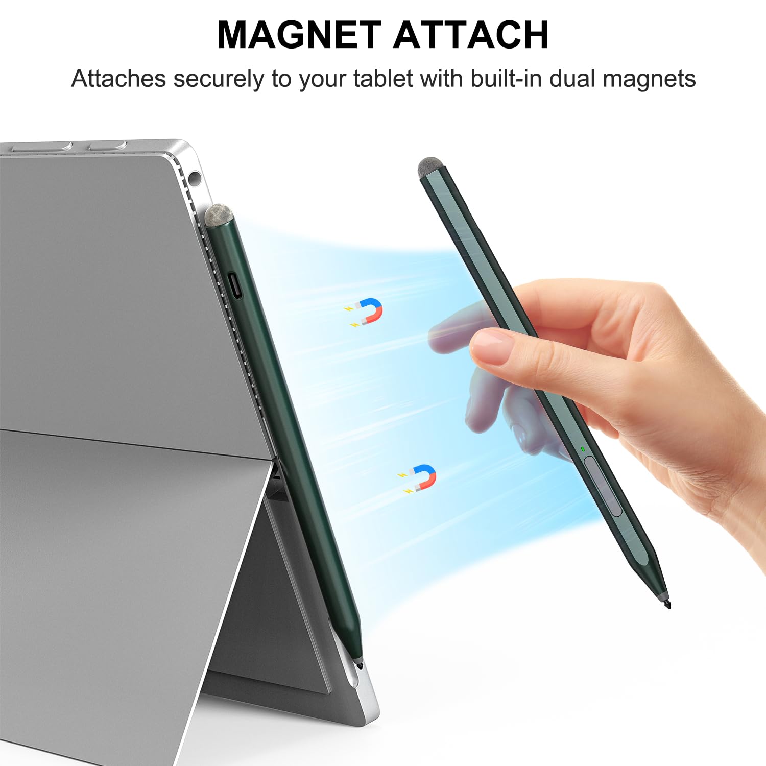 KOKABI Penna per Surface con 1024 Pressione, Doppio Magnete Incorporato, Compatibile con Surface Pro X/8/7/6/5/4/3, Surface Go 3/Book 3/Laptop 4/Studio 2, VivoBook Flip 14 (Grigio)