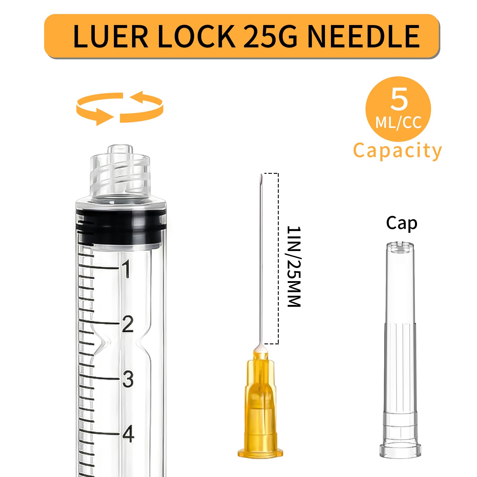 5ml Syringes with Needles - 50 Pack -3