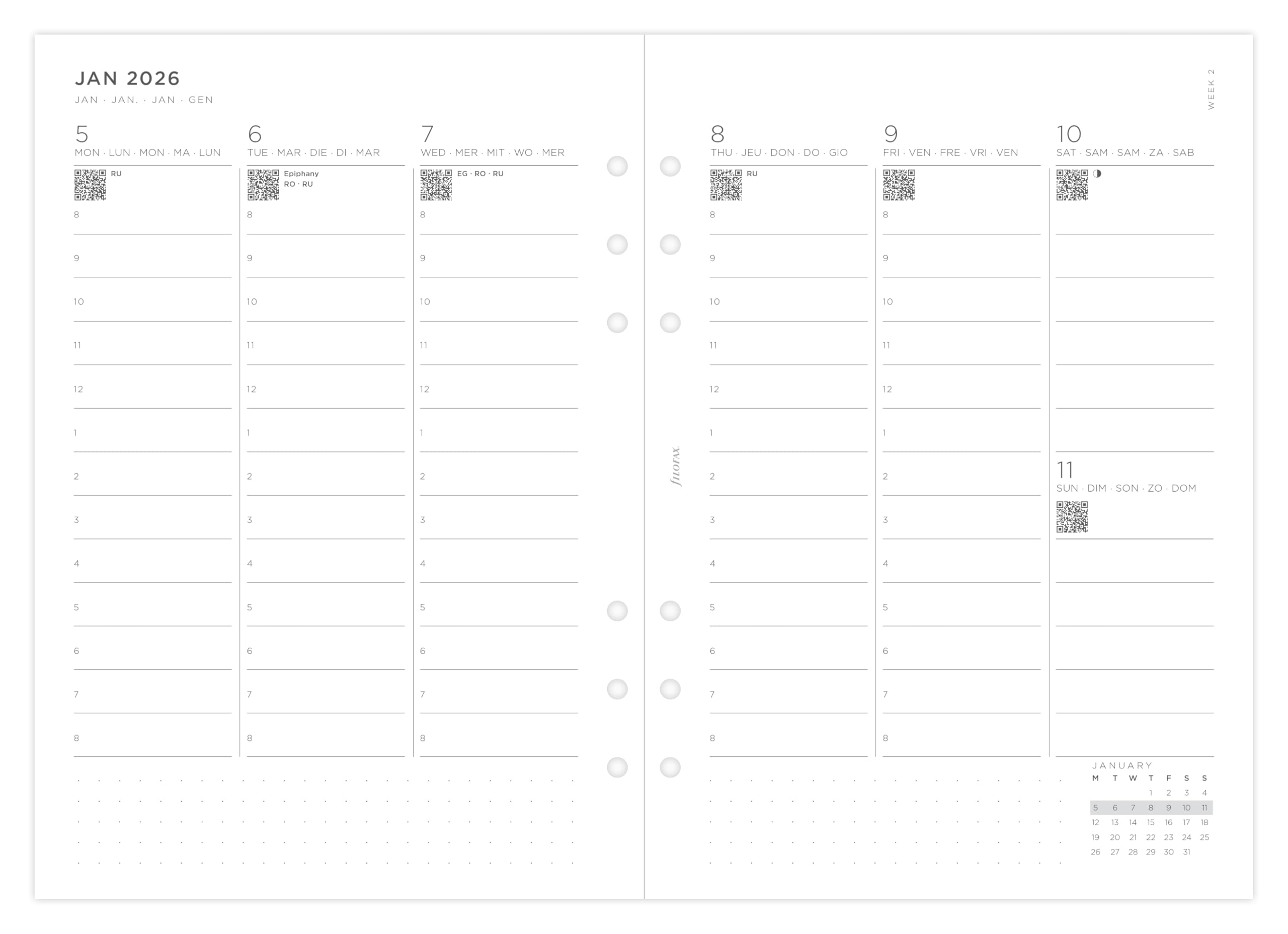 Filofax A5 Minimal week to view with appointments vertical 5 language 2026 diary 26-68593, White - Image 2