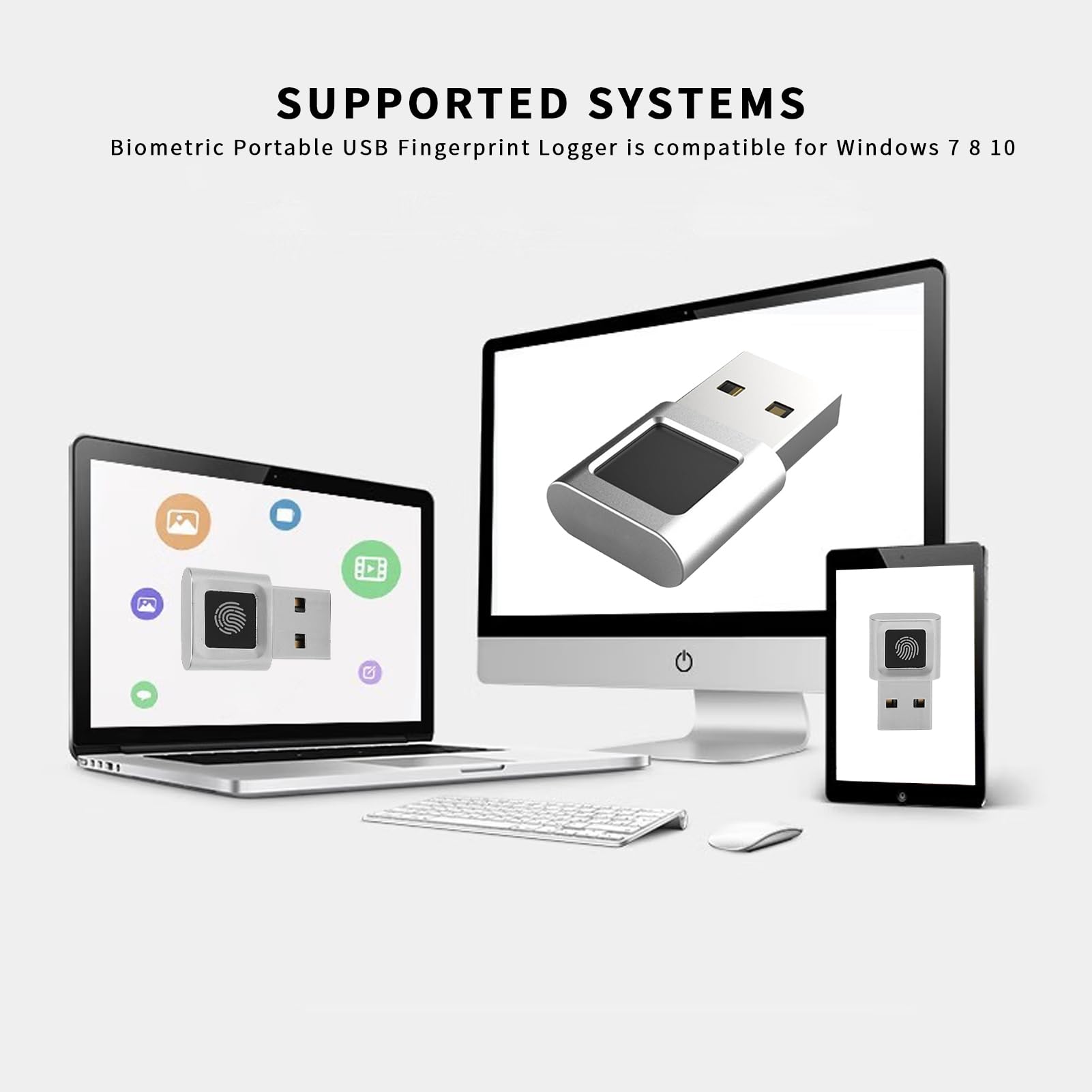 Lector de huellas dactilares USB, lector de huellas dactilares Windows Hello para Win10/11,360° BioMetric Touch, inicio de sesión y desbloqueo rápido y seguro para laptop Windows, PC de escritorio
