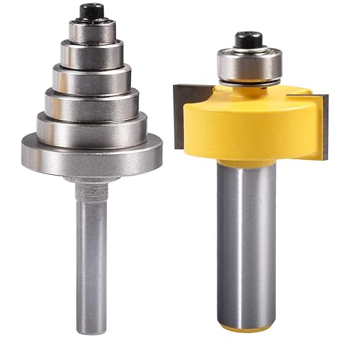 KATUR Juego de brocas para enrutador Rabbet con 6 tamaños intercambiables para múltiples profundidades, incluyendo 18 pulgadas, 14 pulgadas, 516