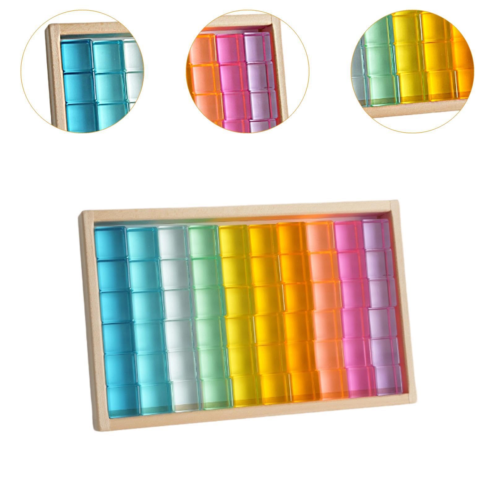 Set di Gioco di Impilamento di Cubi Colorati - Giocattolo Educativo per Bambini, Come immagine, 60 pezzi