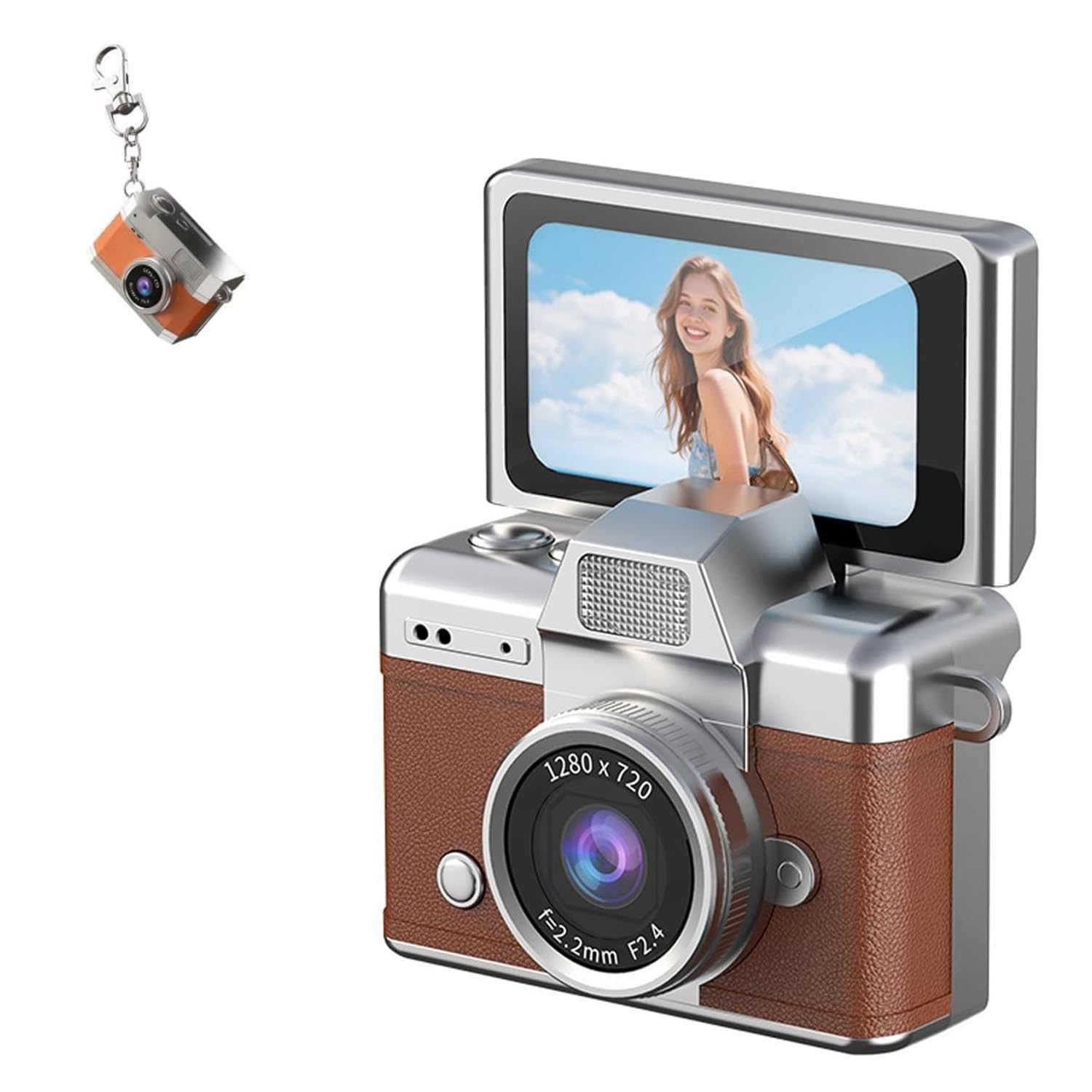 Thumb-Sized Flip Screen Mini Camera, Mini Keychain Digital Cameras, 180°Flip Screen, Video Mode, Multi-Style Beauty Filters-image-20
